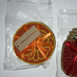 Cloud9 Hand Beaded Coaster Set Oranges